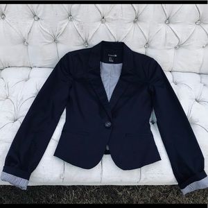 Forever 21 Navy Blue Fitted Blazer Jacket S NWOT